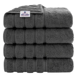 American Soft Linen 4 Pack Bath Towel Set, 100% Cotton, 27 Inch By 54 Inch Bath Towels For Bathroom -Lunara Bath Store GUEST 0146298e c975 4354 888c 90e35172a7ac