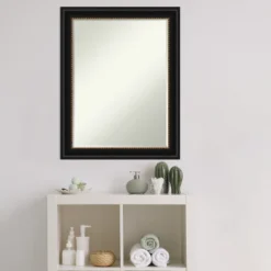 Amanti Art Manhattan Black Petite Bevel Bathroom Wall Mirror 28 X 22 In. -Lunara Bath Store GUEST 033b027e 2814 4e62 a613 5129e781c4f0