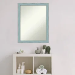 20" X 26" Non-Beveled Sky Blue Rustic Wood Bathroom Wall Mirror - Amanti Art -Lunara Bath Store GUEST 0474c6cd bd3b 4430 8629 5961b34a9736