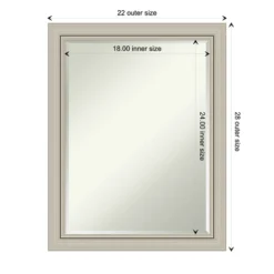 Amanti Art Romano Silver Narrow Petite Bevel Wood Bathroom Wall Mirror 27.75 X 21.75 In. -Lunara Bath Store GUEST 04bc192f b581 4c44 ae80 ea0d00143630