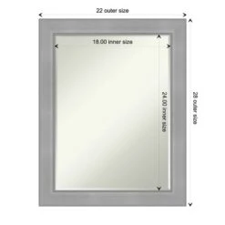 Amanti Art Vista Brushed Nickel Petite Bevel Bathroom Wall Mirror 28.25 X 22.25 In. -Lunara Bath Store GUEST 06a13a21 44a7 45ab 885f 3cdfeda79546