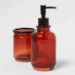 Apothecary Glass Soap/Lotion Dispenser Amber - Threshold™ -Lunara Bath Store GUEST 08c2de21 47d9 4b37 9f4b a3fe8769f8ae