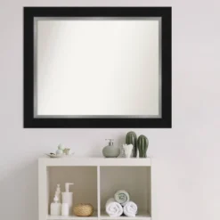 34" X 28" Non-Beveled Eva Bathroom Wall Mirror Black - Amanti Art -Lunara Bath Store GUEST 08ff7b34 a541 4641 bb52 c7123e22cf88