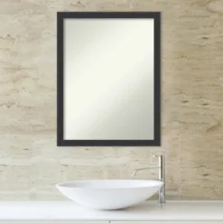 Mezzanotte Black Non-Beveled Wood Bathroom Wall Mirror -Lunara Bath Store GUEST 09144829 e5da 4dad ae92 91236b26aa17