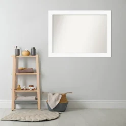 44" X 33" Non-Beveled Cabinet Bathroom Wall Mirror White - Amanti Art -Lunara Bath Store GUEST 09159426 3589 4d38 aca2 72e137af112c