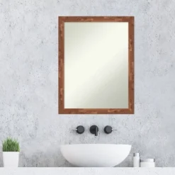 21" X 27" Non-Beveled Fresco Wood Bathroom Wall Mirror Light Pecan Brown - Amanti Art -Lunara Bath Store GUEST 0a4aa851 f801 416a 8d54 da831bfae806