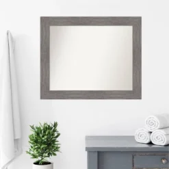 34" X 28" Non-Beveled Pinstripe Plank Gray Bathroom Wall Mirror - Amanti Art -Lunara Bath Store GUEST 0af4bbd2 422c 4ba2 875b 3cef6e9af36f