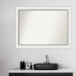 44" X 33" Non-Beveled Eva Bathroom Wall Mirror White - Amanti Art -Lunara Bath Store GUEST 0b15d276 ed90 4831 9ce0 b0e98902ede3