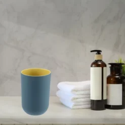 Unique Bargains 2Pcs Bathroom Tumblers Bathroom Toothbrush Cup Blue 4.33''x2.76'' 350ml -Lunara Bath Store GUEST 0ca51fb3 c368 448b 8163 7d5677f795ff