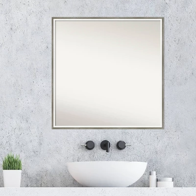 27" X 27" Non-Beveled Lucie Wood Bathroom Wall Mirror Silver - Amanti Art 8 27" X 27" Non-Beveled Lucie Wood Bathroom Wall Mirror Silver - Amanti Art - Image 6
