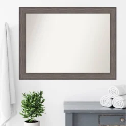 43" X 32" Non-Beveled Country Barn Wood Bathroom Wall Mirror Brown - Amanti Art -Lunara Bath Store GUEST 1176e876 8e9f 42e4 80dc 17129c466b45