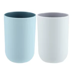 Unique Bargains 2Pcs Bathroom Tumblers Bathroom Toothbrush Cup Blue 4.33''x2.76'' 350ml -Lunara Bath Store GUEST 1193f0df 4046 4502 b825 61c8994c2683