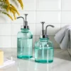 Whole Housewares Clear Glass Lotion And Soap Dispenser Bathroom - 2 Piece - Blue