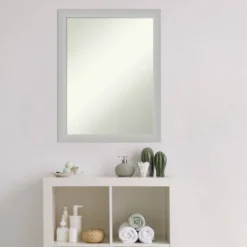 21" X 27" Non-Beveled Low Luster Wood Bathroom Wall Mirror Silver - Amanti Art -Lunara Bath Store GUEST 1311e98a 87a6 4e70 b73e 0ed9ae10a927