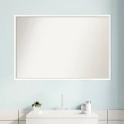 37" X 25" Non-Beveled Lucie Wood Bathroom Wall Mirror White - Amanti Art -Lunara Bath Store GUEST 149fca3a 37e3 4b71 b1b3 d9e4dd9964cf