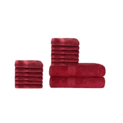 2 Piece Bath Towel And 12 Piece Face Towel Set, Rayon From Bamboo And Cotton, Plush And Thick, Solid Terry Towels With Dobby Border By Blue Nile Mills -Lunara Bath Store GUEST 150f1394 897a 49eb 951e 85177e7ab066