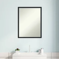 19" X 25" Non-Beveled Lucie Wood Bathroom Wall Mirror Black - Amanti Art -Lunara Bath Store GUEST 163fe5bb 0496 461c 8be2 58a87dd5227c