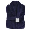 Hudson Home Collection Mens Boy Shawl Collar Plush Robe, Navy, Large X-Large (Lxl)