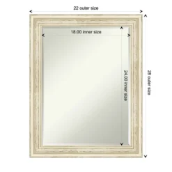 Amanti Art Country White Wash Petite Bevel Wood Bathroom Wall Mirror 28.5 X 22.5 In. -Lunara Bath Store GUEST 18e3125d 05b1 47ff aa47 51e63745849c