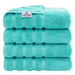 American Soft Linen 4 Pack Bath Towel Set, 100% Cotton, 27 Inch By 54 Inch Bath Towels For Bathroom -Lunara Bath Store GUEST 18e317b5 5190 4441 bbcd 03ec37b0fb46
