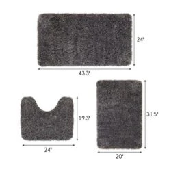Sussexhome Solid Gray / Dark Gray Bathroom Rugs Sets, Shower Rugs With Toilet Rugs U Shaped, Non Slip Bath Mats, Machine Washable Bath Mat, Absorbent Bath Mat, Bathroom Decor 13 Sussexhome Solid Gray / Dark Gray Bathroom Rugs Sets, Shower Rugs With Toilet Rugs U Shaped, Non Slip Bath Mats, Machine Washable Bath Mat, Absorbent Bath Mat, Bathroom Decor -Lunara Bath Store GUEST 199914c2 595e 4326 91d1 d70a6efd38eb