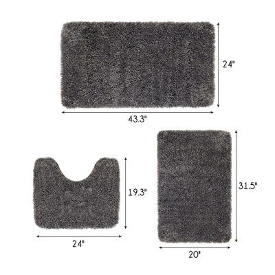 Sussexhome Solid Gray / Dark Gray Bathroom Rugs Sets, Shower Rugs With Toilet Rugs U Shaped, Non Slip Bath Mats, Machine Washable Bath Mat, Absorbent Bath Mat, Bathroom Decor 7 Sussexhome Solid Gray / Dark Gray Bathroom Rugs Sets, Shower Rugs With Toilet Rugs U Shaped, Non Slip Bath Mats, Machine Washable Bath Mat, Absorbent Bath Mat, Bathroom Decor - Image 5