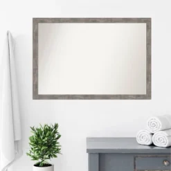 39" X 27" Non-Beveled Marred Wood Bathroom Wall Mirror Pewter - Amanti Art -Lunara Bath Store GUEST 19bff03c 2daf 43fd 939f 5bb3ccdfc430