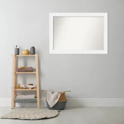 41" X 29" Non-Beveled Corvino Wood Bathroom Wall Mirror White - Amanti Art -Lunara Bath Store GUEST 1a61893b 0edf 4d4f aaba 607e3d4eb700