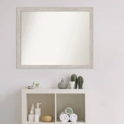 31" X 25" Non-Beveled Marred Wood Bathroom Wall Mirror Silver - Amanti Art -Lunara Bath Store GUEST 1ac16ec7 7e47 4f04 a1f2 72eeed29a27d