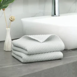 PiccoCasa Luxury 100% Ribbed Absorbent Drying Face Ribbed Cotton Washcloths 2 Pcs -Lunara Bath Store GUEST 1c5676a1 4f89 47e1 a422 98889429845e