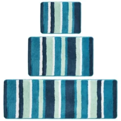 MDesign Striped Microfiber Bathroom Spa Mat Rugs/Runner, Set Of 3 -Lunara Bath Store GUEST 1e389a9d 7247 47f1 b80a 2a16fe46719b