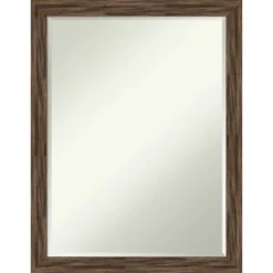 Amanti Art Regis Barnwood Narrow Petite Bevel Wood Bathroom Wall Mirror -Lunara Bath Store GUEST 24c07fe2 9064 4430 85e3 0787ec47868a