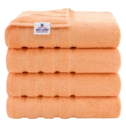 American Soft Linen 4 Pack Bath Towel Set, 100% Cotton, 27 Inch By 54 Inch Bath Towels For Bathroom -Lunara Bath Store GUEST 25410295 a7d5 42e1 9ce1 2e8aec2d176e