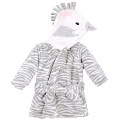 Hudson Baby Infant Girl Plush Animal Face Bathrobe, Gray Zebra, 0-9 Months 4 Hudson Baby Infant Girl Plush Animal Face Bathrobe, Gray Zebra, 0-9 Months - Image 2