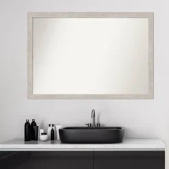 39" X 27" Non-Beveled Marred Wood Bathroom Wall Mirror Silver - Amanti Art -Lunara Bath Store GUEST 295035e5 a2d2 4fa8 b179 8e5dccf38d49