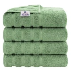 American Soft Linen 4 Pack Bath Towel Set, 100% Cotton, 27 Inch By 54 Inch Bath Towels For Bathroom -Lunara Bath Store GUEST 2acf097d ff2f 44f4 9d9d 03cfa575baba
