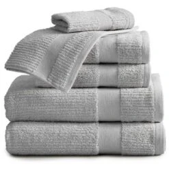 Market & Place Cotton Quick Dry Ribbed 6-Piece Bath Towel Set -Lunara Bath Store GUEST 2bedddaa 53f9 433f 89e7 06cd1e6e2057