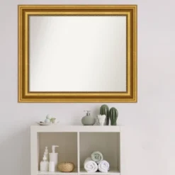 34" X 28" Non-Beveled Parlor Bathroom Wall Mirror Gold - Amanti Art -Lunara Bath Store GUEST 2c2465da 9417 482f 9adb c0433f30dafc