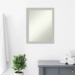21" X 27" Non-Beveled Low Luster Wood Bathroom Wall Mirror Silver - Amanti Art -Lunara Bath Store GUEST 2cc5946c 42d5 4b93 96d9 a9c82b468dfa