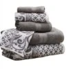 Modern Threads Reversible Yarn Dyed Jacquard Towel Set, Trefoil Filigree. -Lunara Bath Store GUEST 2d38647d 9fa0 43b3 ac2e 43f7702e264f