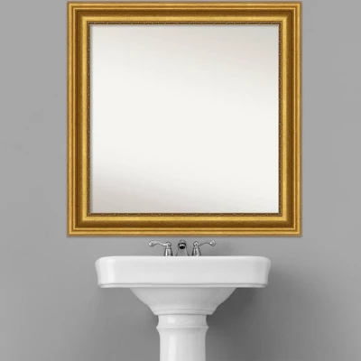 32" X 32" Non-Beveled Parlor Bathroom Wall Mirror Gold - Amanti Art 9 32" X 32" Non-Beveled Parlor Bathroom Wall Mirror Gold - Amanti Art - Image 7