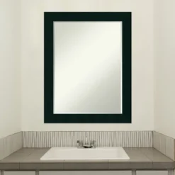 Amanti Art Tribeca Black Petite Bevel Wood Bathroom Wall Mirror 28 X 22 In. -Lunara Bath Store GUEST 2e890415 5c98 4db7 8742 99cde096fbe1
