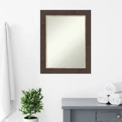 23" X 29" Non-Beveled Lined Bathroom Wall Mirror Bronze - Amanti Art -Lunara Bath Store GUEST 3121a29b b016 4e7c 8924 4d1a58e7817e