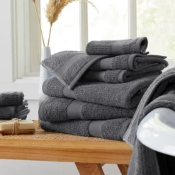 Market & Place Cotton Quick Dry Ribbed 6-Piece Bath Towel Set -Lunara Bath Store GUEST 3323b234 b0e1 4bc7 bbf6 2f2aedc789b1