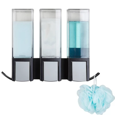 Clever Three Chamber Wall Mount Soap And Shower Dispenser Black/Chrome - Better Living Products 4 Clever Three Chamber Wall Mount Soap And Shower Dispenser Black/Chrome - Better Living Products - Image 2