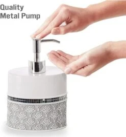 Creative Scents Mirror Damask White Lotion Dispenser -Lunara Bath Store GUEST 373864e7 f1ed 416a 80a3 e7eb692d1221