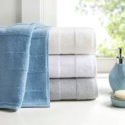 6pc Parker Luxury Striped Cotton Towel Set Ivory -Lunara Bath Store GUEST 3993b484 5c1b 47e3 96c2 a7204878436b