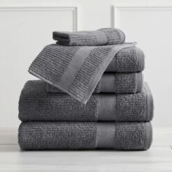Market & Place Cotton Quick Dry Ribbed 6-Piece Bath Towel Set -Lunara Bath Store GUEST 3ab68809 07f8 44a2 abb2 753cf07bb865