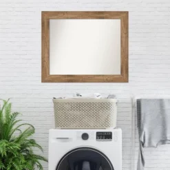 34" X 28" Non-Beveled Owl Wood Bathroom Wall Mirror Brown - Amanti Art -Lunara Bath Store GUEST 3ab73aea b67b 45f8 ab91 eb5956b1411a