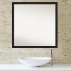 28" X 28" Non-Beveled Grace Narrow Bathroom Wall Mirror Brushed Metallic Black - Amanti Art -Lunara Bath Store GUEST 3b2f9bd0 7a47 4a05 b029 8a8adb43bb6c